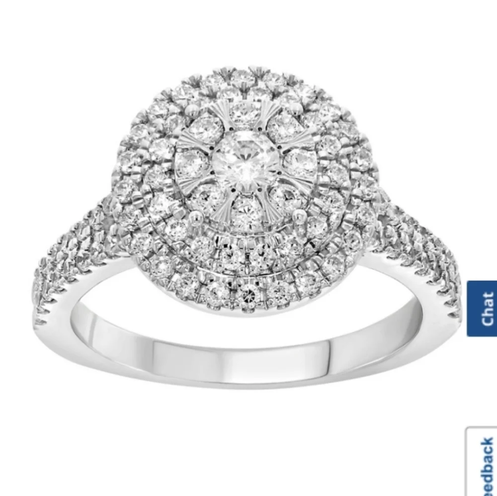 1ct tw Round double halo diamond 10k engagement ring